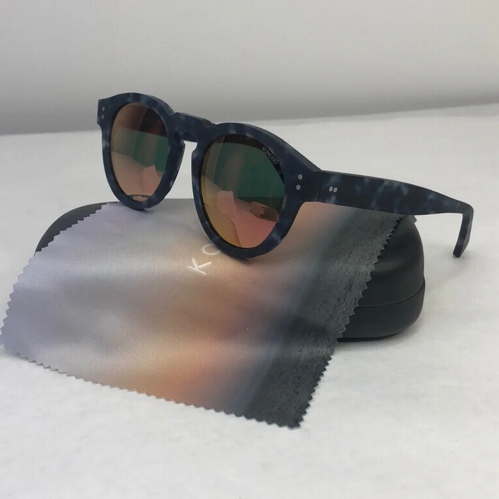 KOMONO Clement Matte Indigo Demi Sunglasses (NEW) round blue